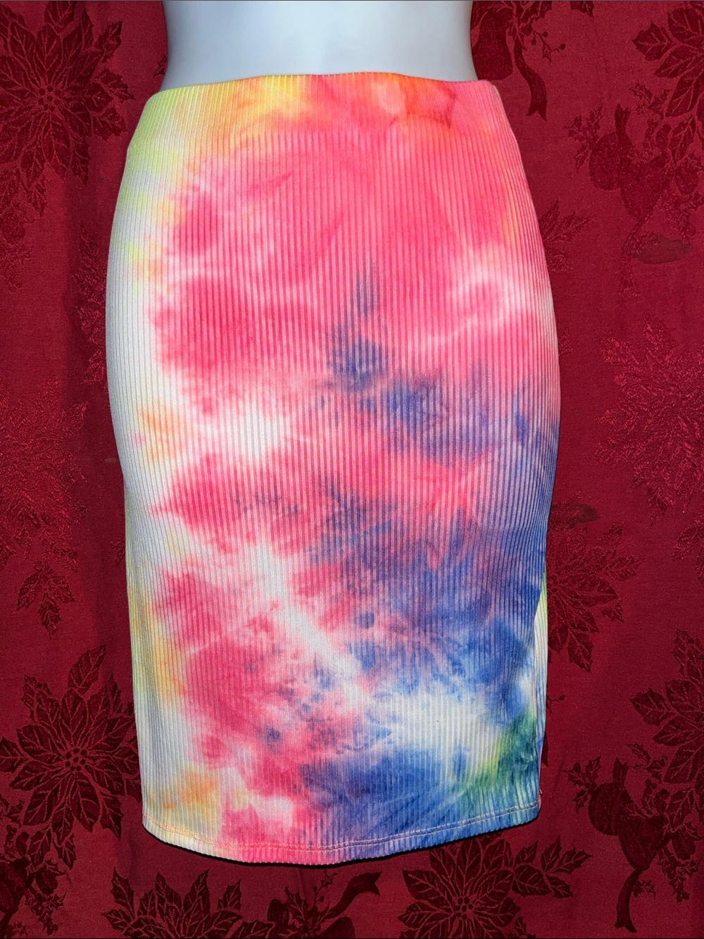 love J Multicolor Tie-Dye Ribbed Pencil Skirt